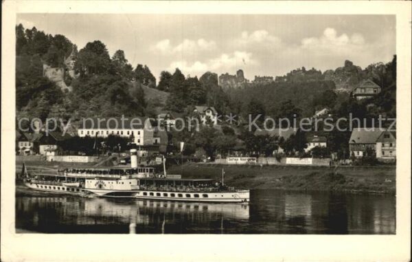 Rathen Saechsische Schweiz Teilansicht Elbedampfer