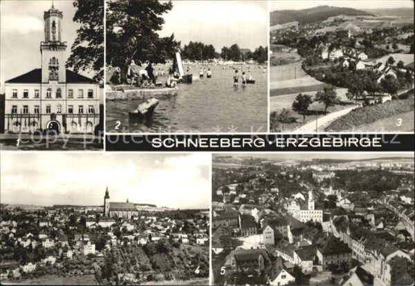 Schneeberg Erzgebirge Rathaus Strandbad Filzteich Gleesberg T