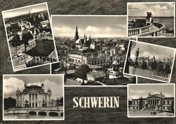Schwerin Mecklenburg Markt Stadtblick Schweriner See Schloss