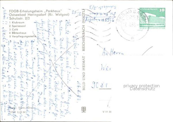 Heringsdorf Ostseebad Usedom FDGB Erholungsheim Parkhaus Seebad Klub – Bild 2