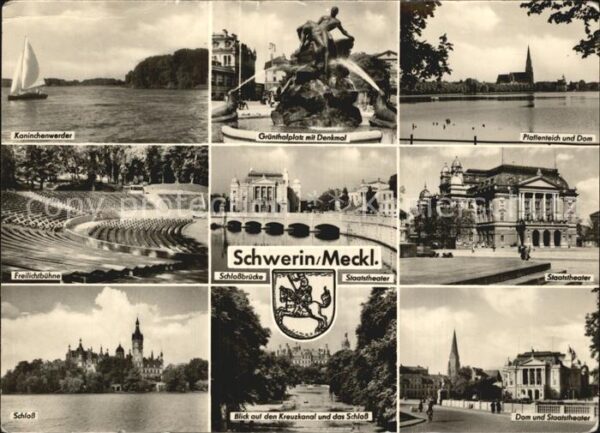 Schwerin Mecklenburg Kaninchenwerder Grünthalplatz mit Denkm