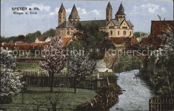 Speyer Rhein Riegel und Dom