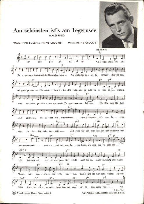 Tegernsee Walzerlied  Komponist Heinz Crucius