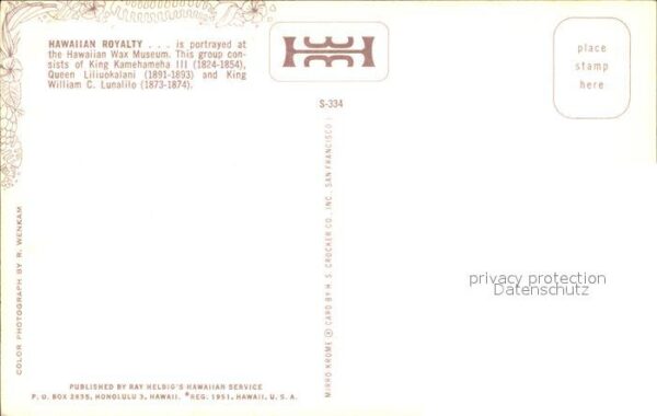 Adel Hawaiian Royalty King Kamehameha III Qu – Bild 2