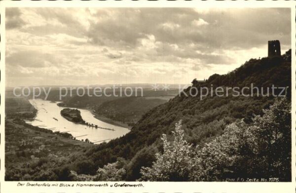 Foto Zeitz F.G. Nr. 1075 Drachenfels Nonnenwerth Grafenwert