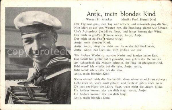 Liederkarte Antje mein blondes Kind