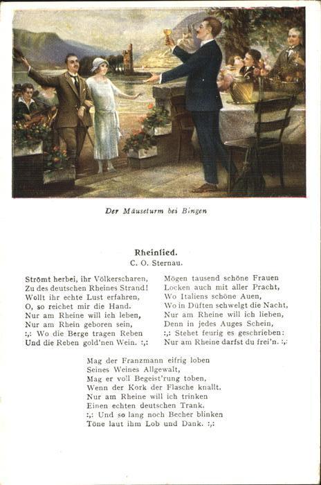 Liederkarte Rheinlied C.O. Sternau Mäuseturm Bingen