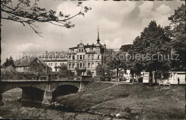 Bad Salzschlirf Brücke Blick zum Parkhotel