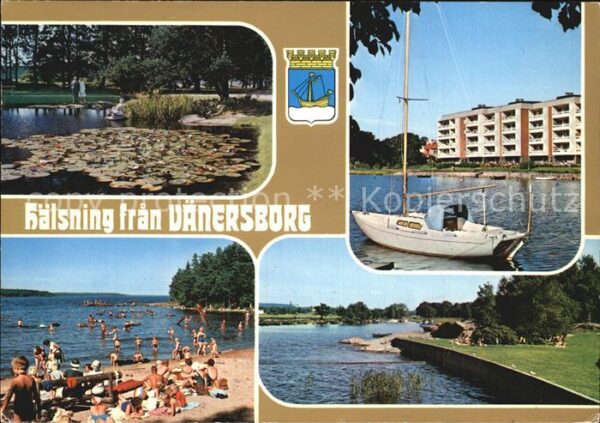Vaenersborg Seerosenteich Segelboot Badestrand