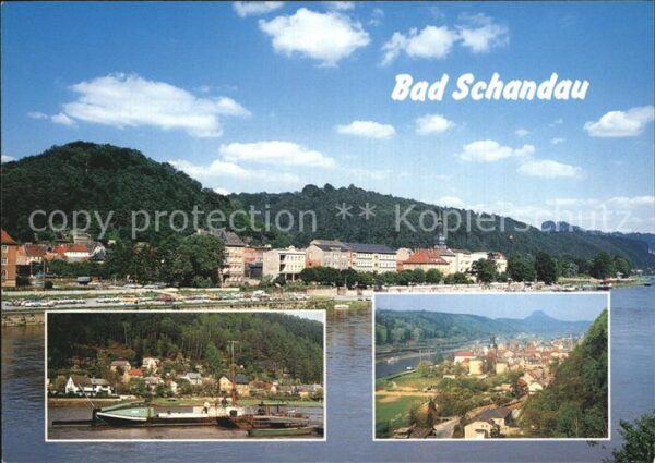 Bad Schandau Ansicht vom Elbufer Bootsanleger Panora