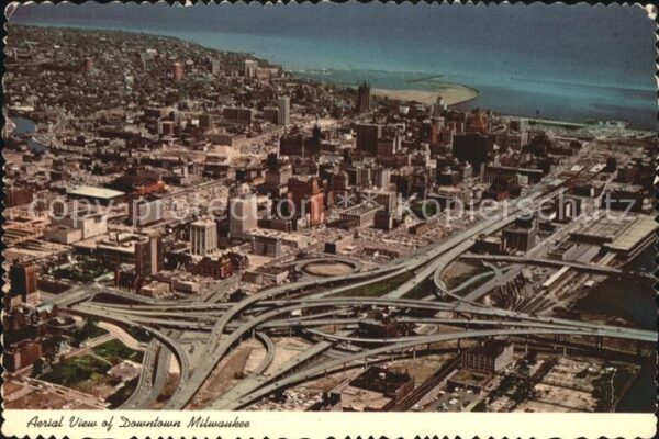 Milwaukee Wisconsin City Downtown aerial view