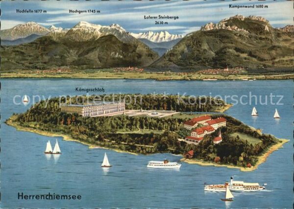 Herrenchiemsee Herreninsel mit Königsschloss Fliegerau