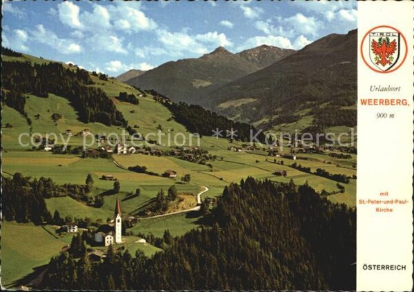 Weerberg Fliegeraufnahme mit St Peter und Paul K