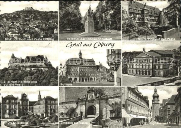 Coburg Stadt und Veste Denkmal der Landsmannsc