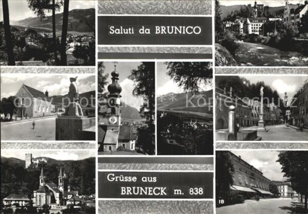 Bruneck Orts und Teilansichten Kirche und Schlo
