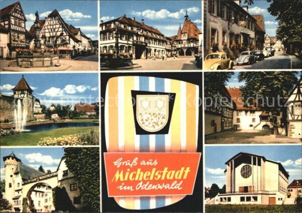 Michelstadt Markt Brunnen Strassenpartien Fontäne S