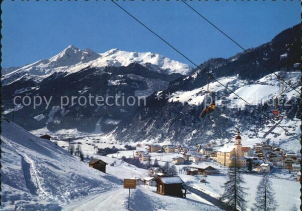Neustift Stubaital Tirol mit Brenneerspitze Kirche und Sessellif