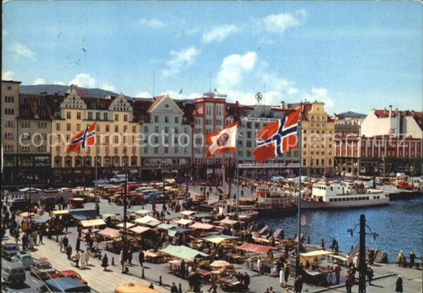Bergen Norwegen View of the Fish Market