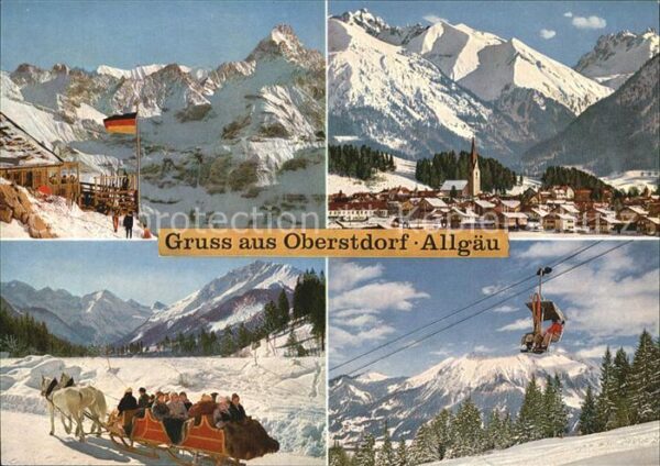 Oberstdorf Skihütte Dorfblick Pferdeschlittenfahrt