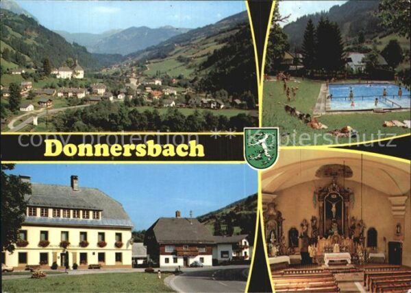 Donnersbach Panorama Schwimmbad Dorfpartie Kirche I