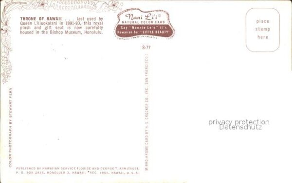 Honolulu Throne of Queen Liliuokatani Bishop Mus – Bild 2