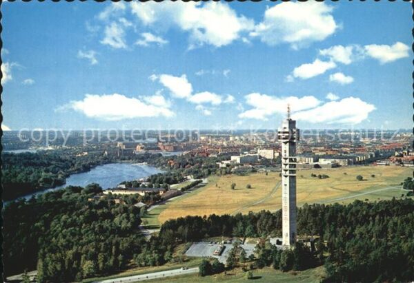 Stockholm Flygpanorama över Kaknästornet och stad