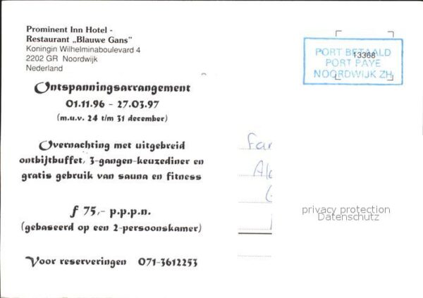Noordwijk aan Zee  Prominent Inn Hotel Restaurant Blauwe G – Bild 2