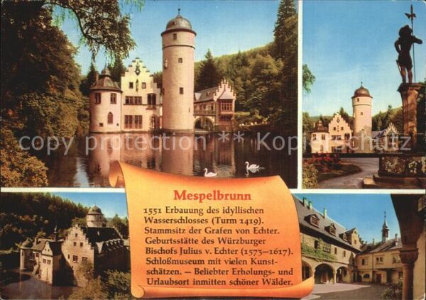 Mespelbrunn Schloss Turm Renaissance Gebäude Geschi