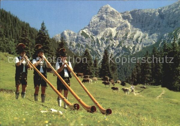 Schwangau Alphornbläser Alpe Jägerhütte mit Geier