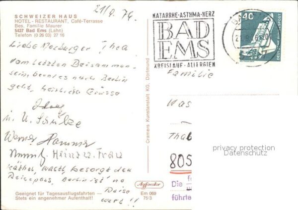 Bad Ems Schweizerhaus Cafe Restaurant Hotel – Bild 2