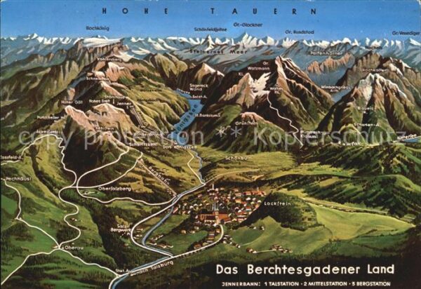 Berchtesgaden Panoramakarte Königsee und Hohe Tauern