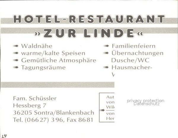 Blankenbach Sontra Hotel Restaurant Zur Linde – Bild 2