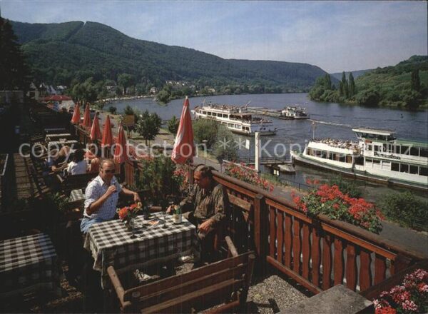 Brodenbach Terrasse vom Hotel Anker blick auf das