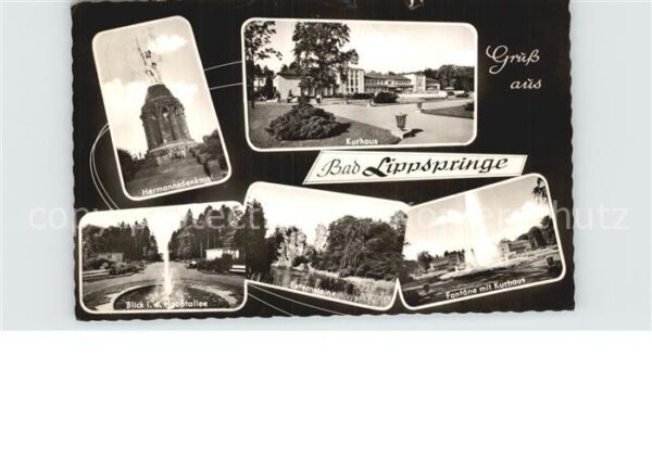 Bad Lippspringe Kurhaus Hermannsdenkmal Fontäne mit Kur