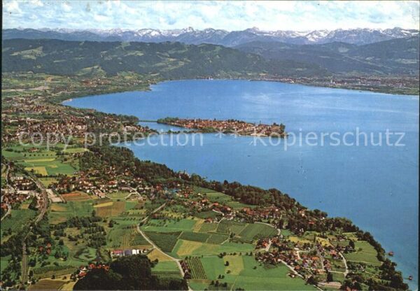 Lindau Bodensee Fliegeraufnahme mit Bregenzer Bucht
