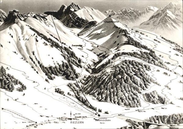 Kleinwalsertal Panoramakarte mit Riezlern