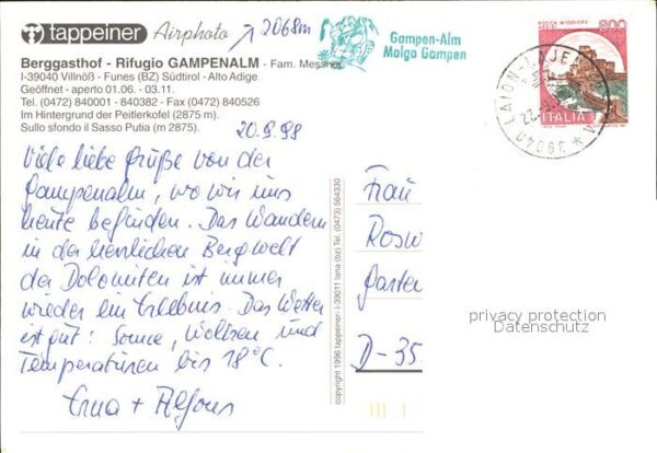 Villnoess Funes Fliegeraufnahme Gasthaus Rifugio – Bild 2