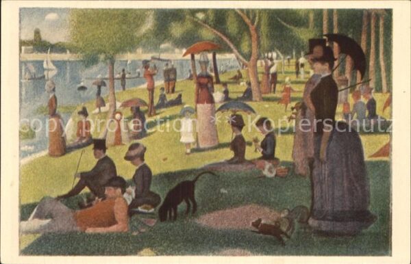 Kuenstlerkarte Georges Seurat Sonntag auf der Insel Gr