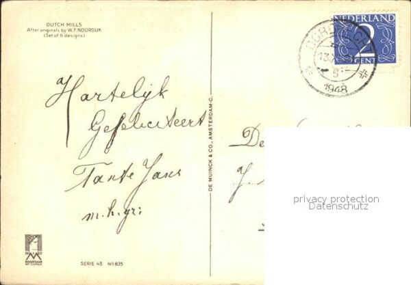 Windmuehle Künstlerkarte W. F. Noordijk – Bild 2