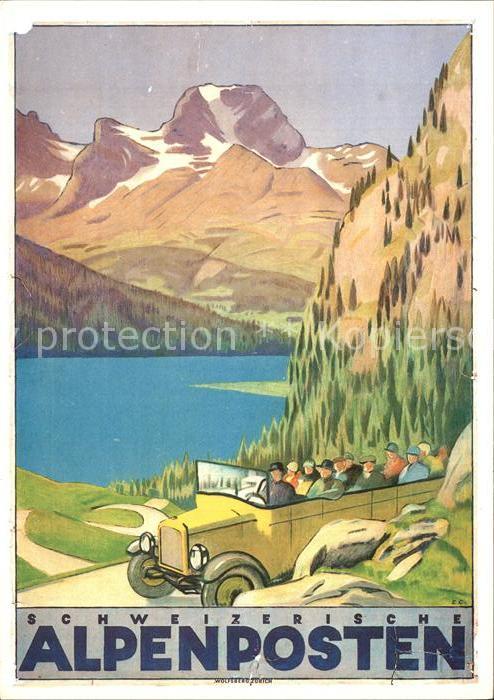 Postbus Alpenposten Schweiz Künstlerkarte Emile