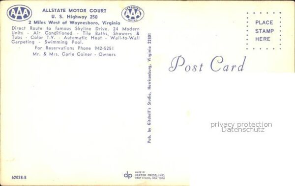 Waynesboro Virginia Allstate Motor Court Air view – Bild 2