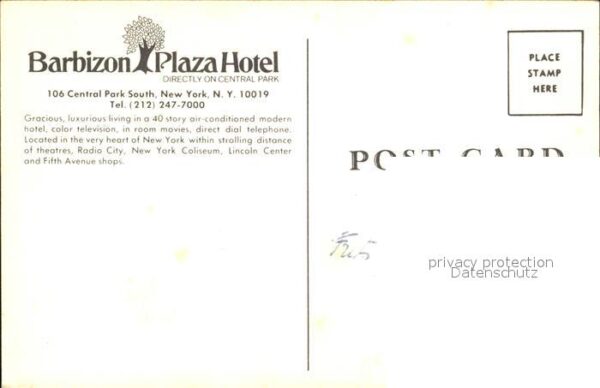 New York City Barbizon Plaza Hotel – Bild 2