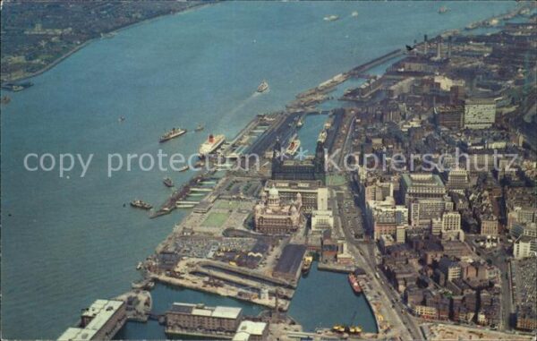 Liverpool The River Mersey Air view