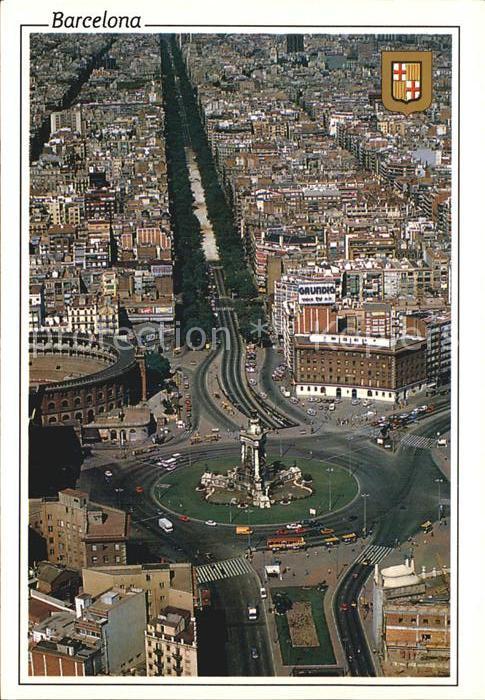 Barcelona Cataluna Vista aerea Placa Espanya Gran Via de l