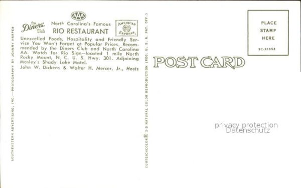 Rocky Mount North Carolina Rio Restaurant Diners Club – Bild 2