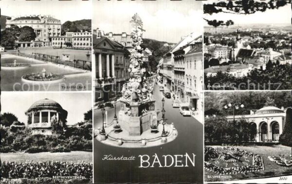 Baden Wien Thermalbad Beethoventempel Pestsäule Bl