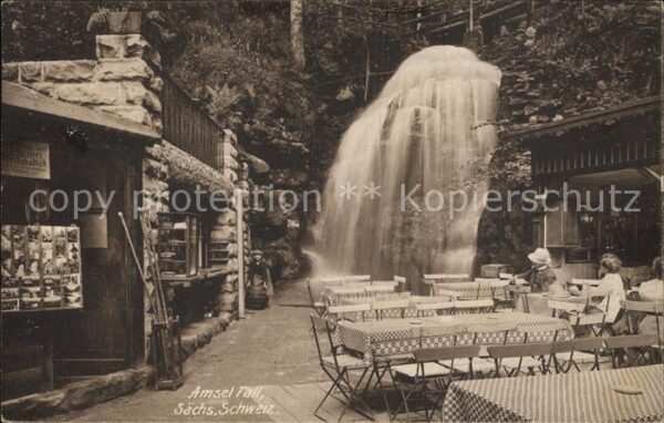 Rathen Saechsische Schweiz Amselfall Wasserfall Gaststätte