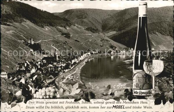 Zell Mosel Panorama Moseltal Trinkspruch Moselwein