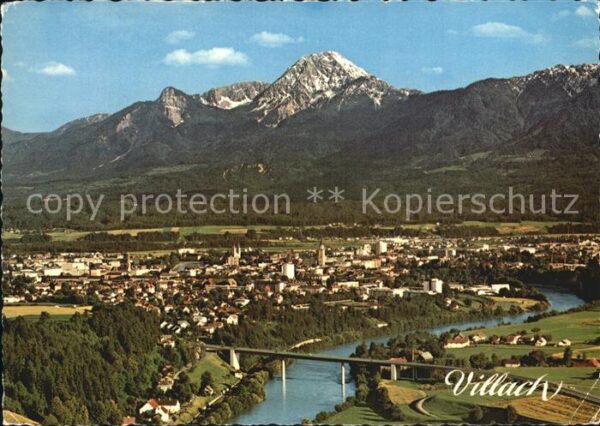Villach Kaernten Kurstadt Kongressstadt mit Mittaskogel