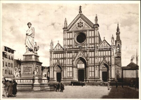 Firenze Florenz Basilica di S Croce e statua di Dante B